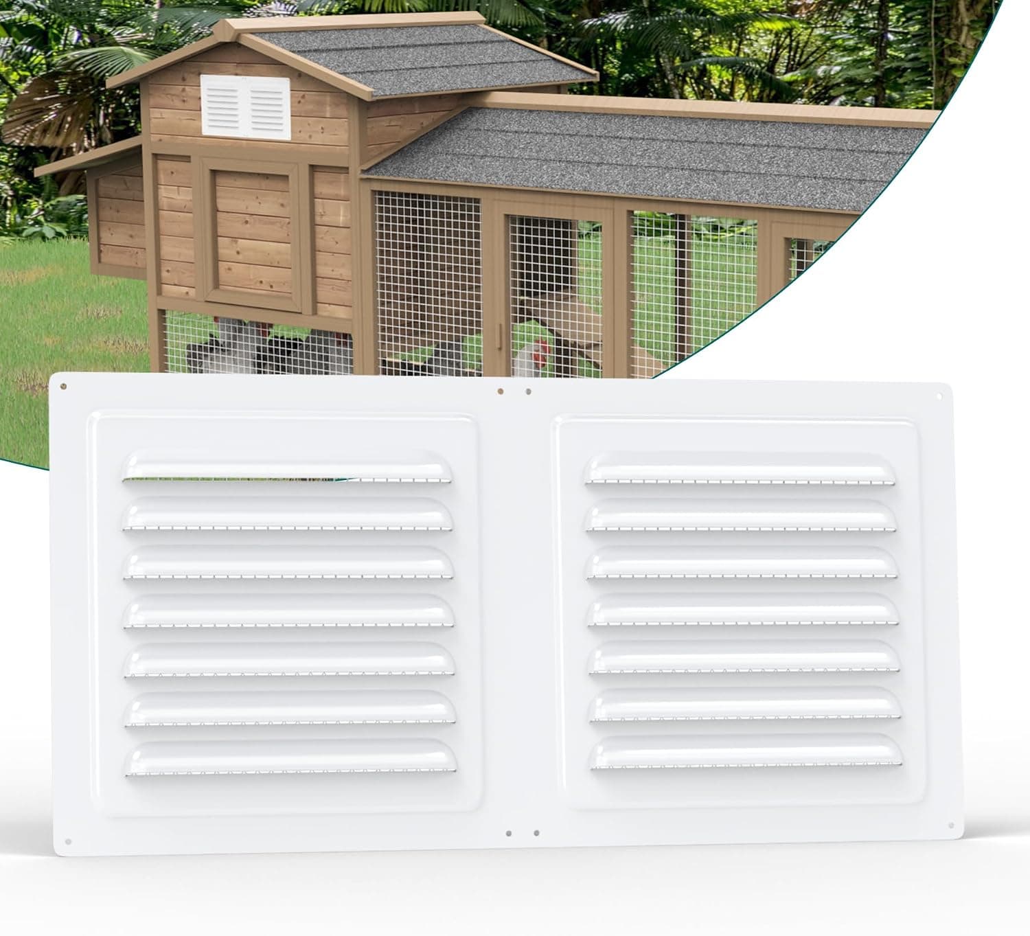Forestchill Air Vent Louver for Chicken Coop, 6" x 12" Louvered Exhaust Grille for Chicken Coops Ventilation, White