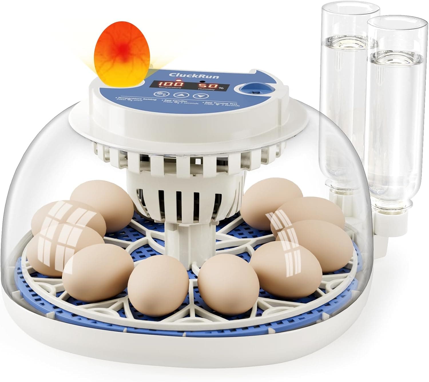12 Egg Incubator for Hatching Eggs with Temperature and Humidity Control, Automatic Turning, Candler and Auto Water Refill