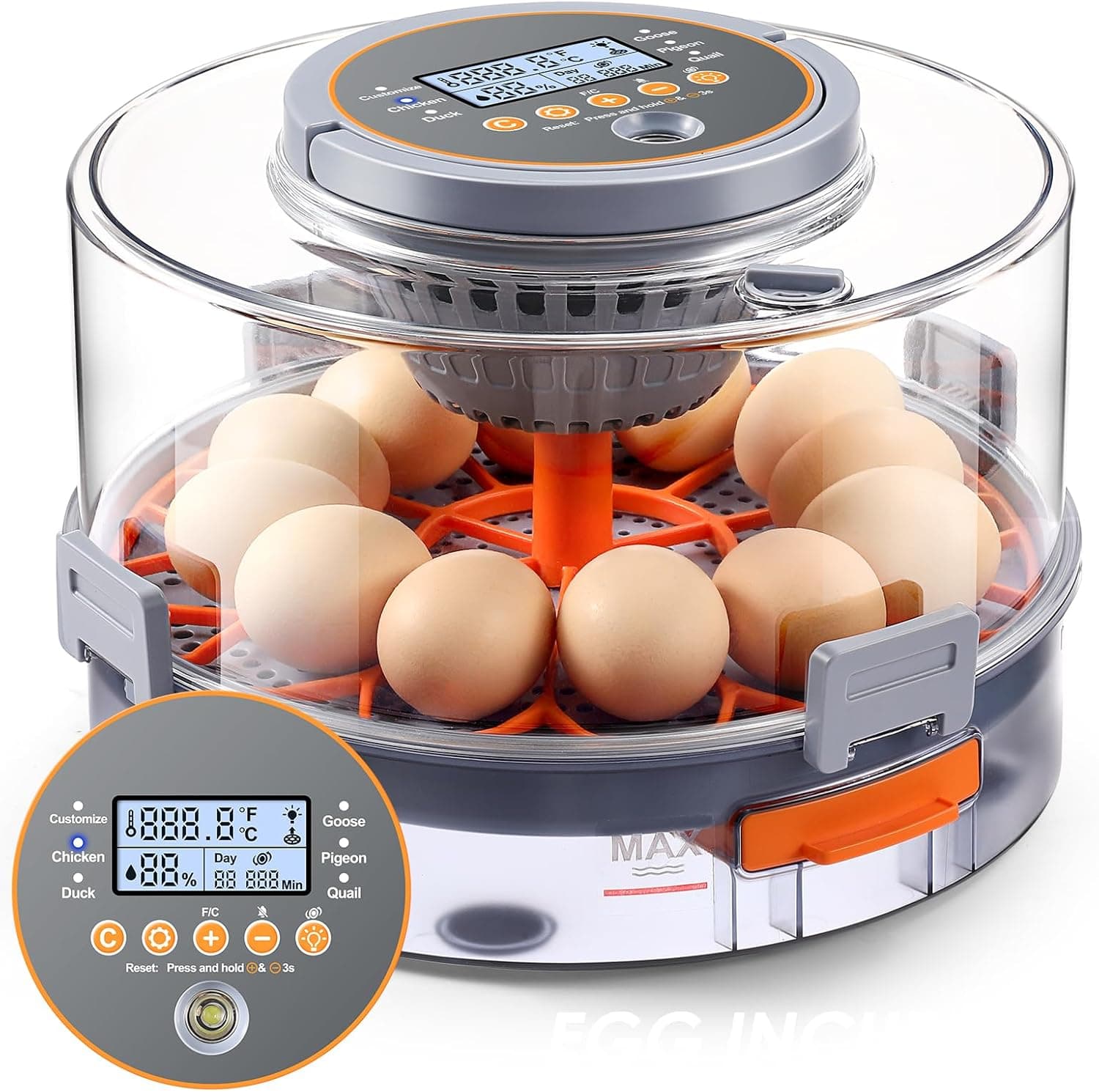 Chicken Egg Incubator 12-40 Eggs, Automatic Egg Turner with Digital Display and Auto Temperature Humidity Control