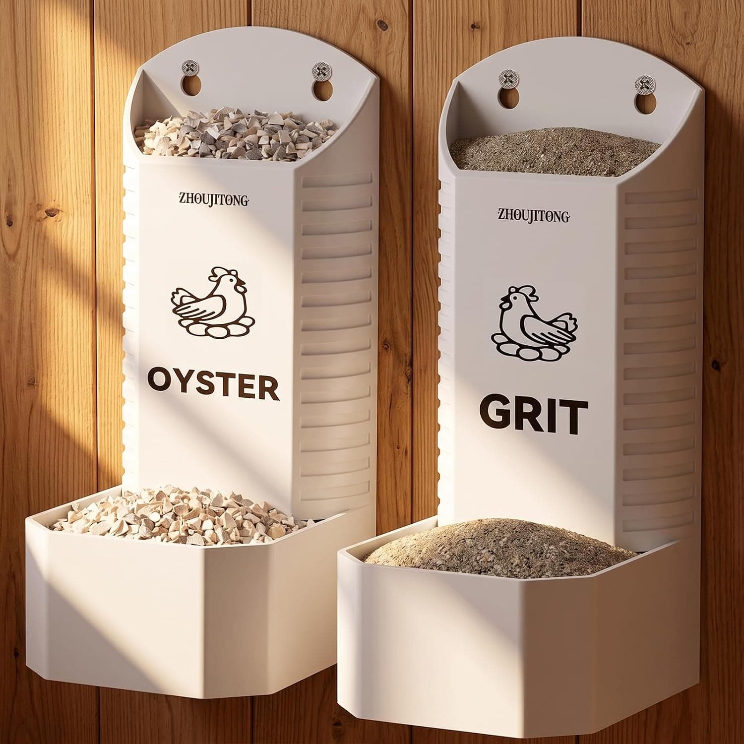 Oyster Shell and Grit Feeder Combo 2-Pack Hanging Gravity Chicken Feeder, ABS Material, Rust-Resistant