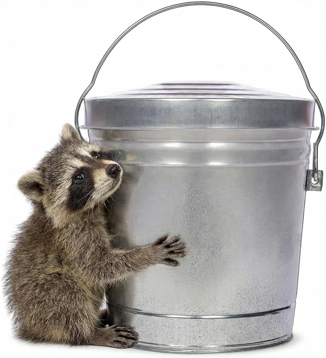Galvanized Steel Locking Lid Storage Can, 6 Gallon, Heavy Duty Metal Pail for Bird Seed, Dry Pet Food, Rodent Proof, with Wire Bail Handle