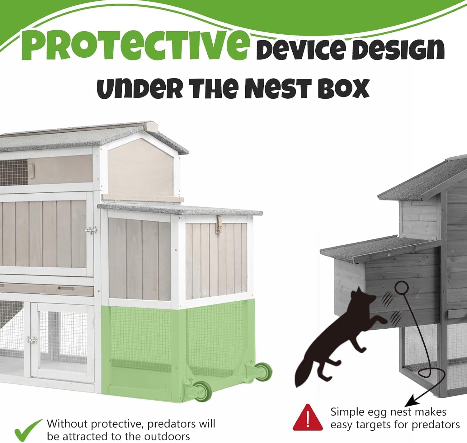 Mobile Chicken Coop with Run and Wheels, Large Wooden Chicken Tractor for 2-4 Chickens, Weatherproof Outdoor Hen House with Nesting Box and Removable Tray
