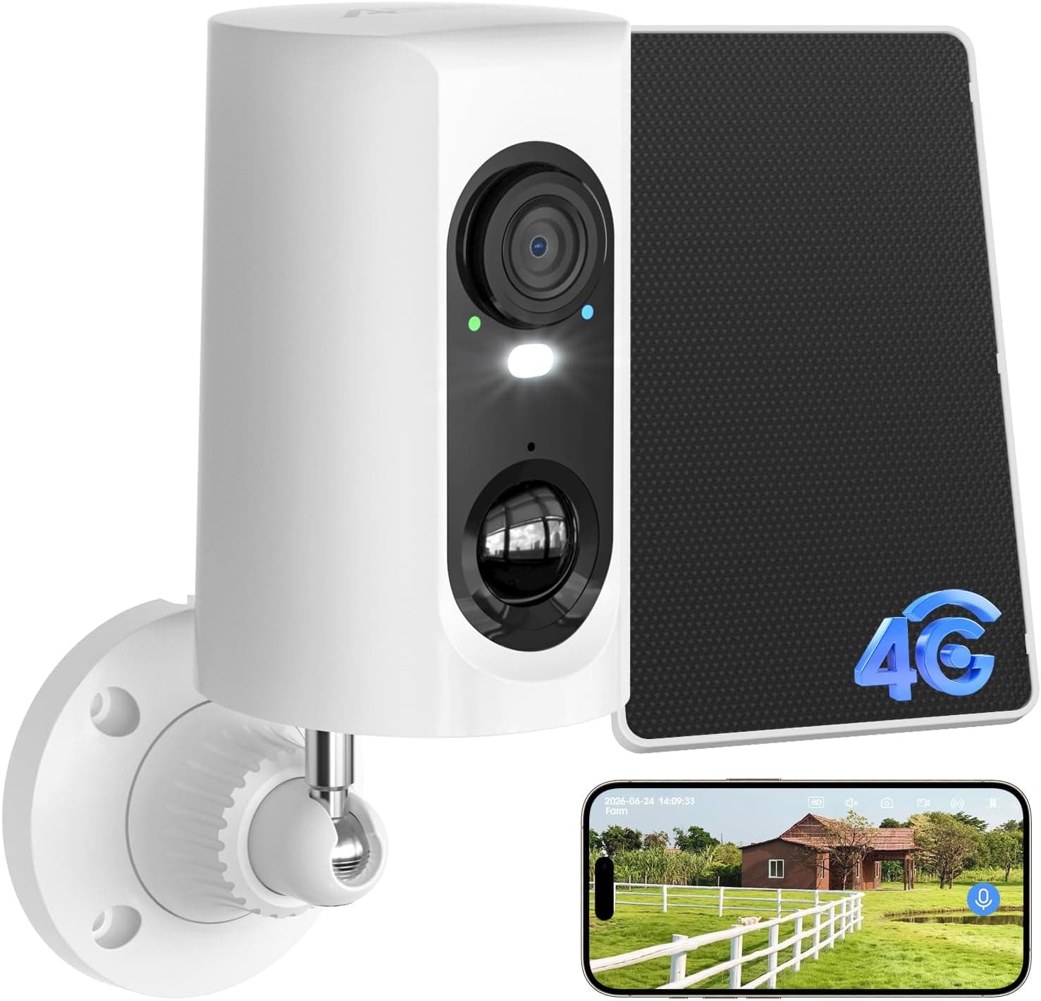 ANRAN 4G LTE Cellular Solar Security Camera Wireless Outdoor, No WiFi Needed, 2K Color Night Vision, Built-in SIM, PIR Motion Detection